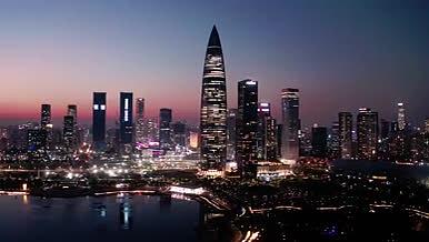 4k航拍深圳地标建筑春笋大厦夜景灯光视频的预览图